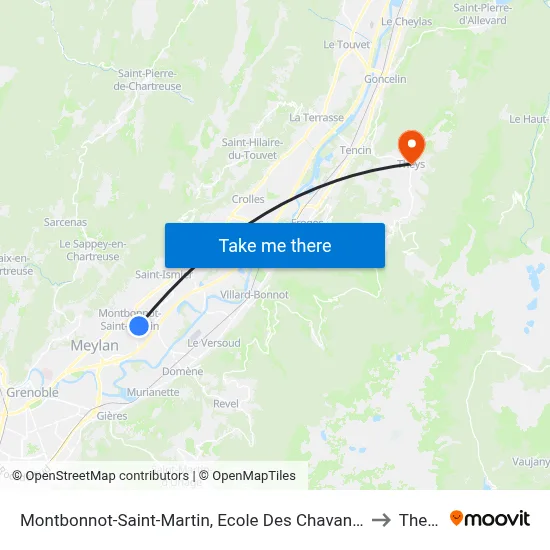 Montbonnot-Saint-Martin, Ecole Des Chavannes to Theys map