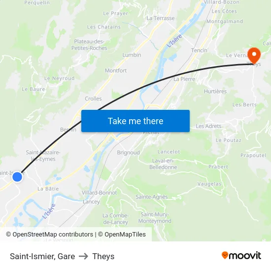 Saint-Ismier, Gare to Theys map