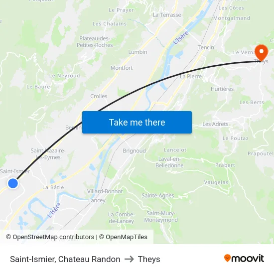 Saint-Ismier, Chateau Randon to Theys map