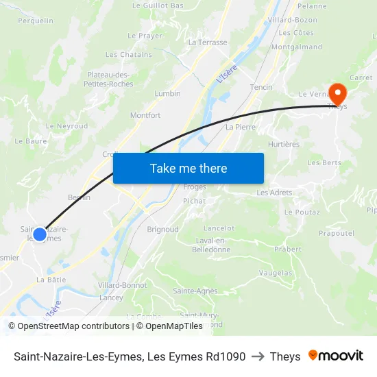 Saint-Nazaire-Les-Eymes, Les Eymes Rd1090 to Theys map