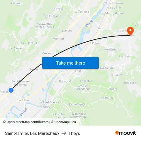 Saint-Ismier, Les Marechaux to Theys map