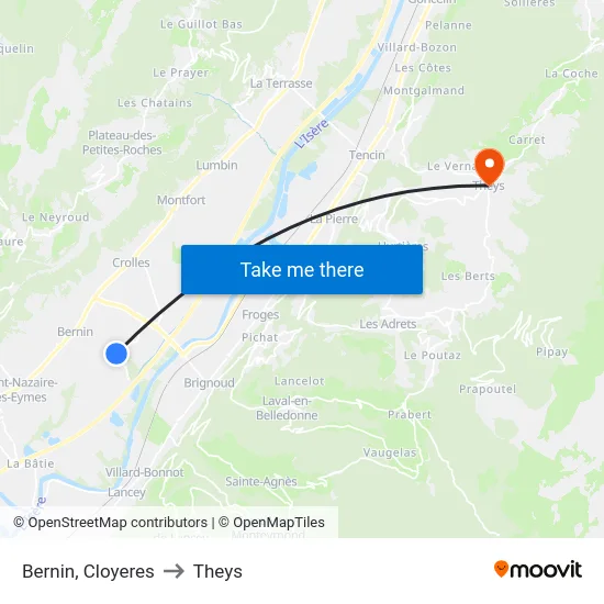 Bernin, Cloyeres to Theys map
