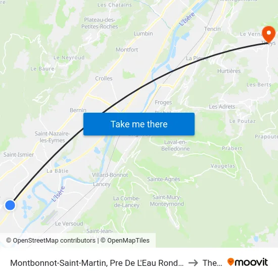 Montbonnot-Saint-Martin, Pre De L'Eau Rond Point to Theys map