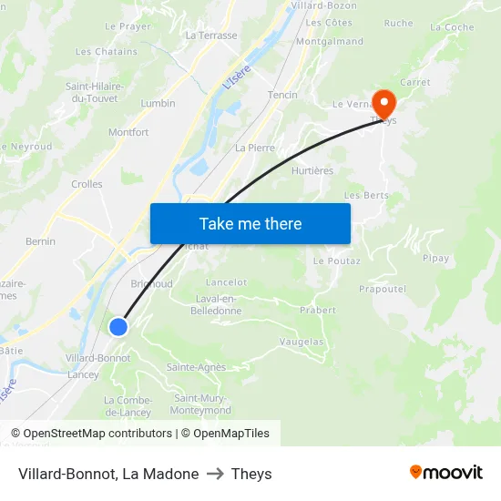 Villard-Bonnot, La Madone to Theys map