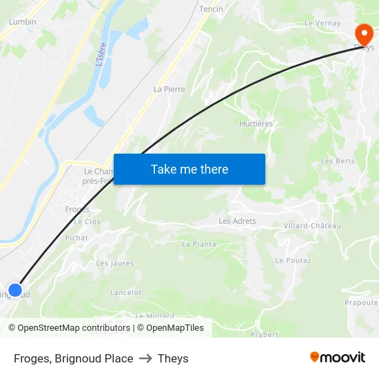 Froges, Brignoud Place to Theys map
