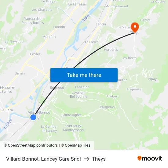 Villard-Bonnot, Lancey Gare Sncf to Theys map