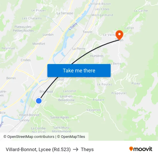 Villard-Bonnot, Lycee (Rd.523) to Theys map
