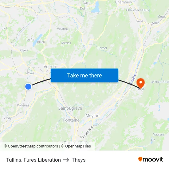 Tullins, Fures Liberation to Theys map