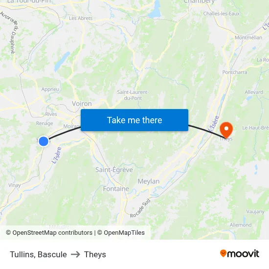 Tullins, Bascule to Theys map