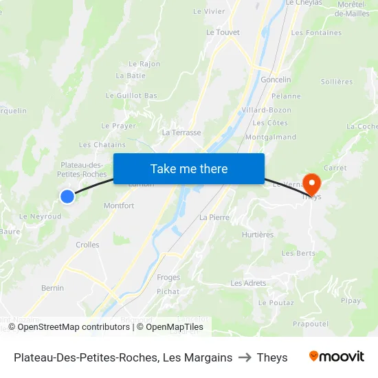 Plateau-Des-Petites-Roches, Les Margains to Theys map