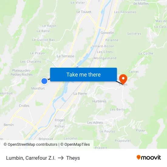 Lumbin, Carrefour Z.I. to Theys map