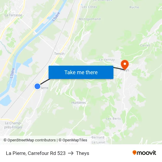 La Pierre, Carrefour Rd 523 to Theys map