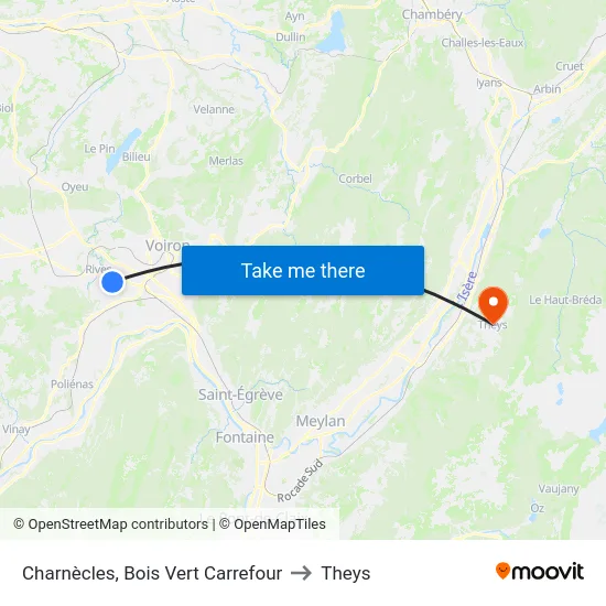 Charnècles, Bois Vert Carrefour to Theys map