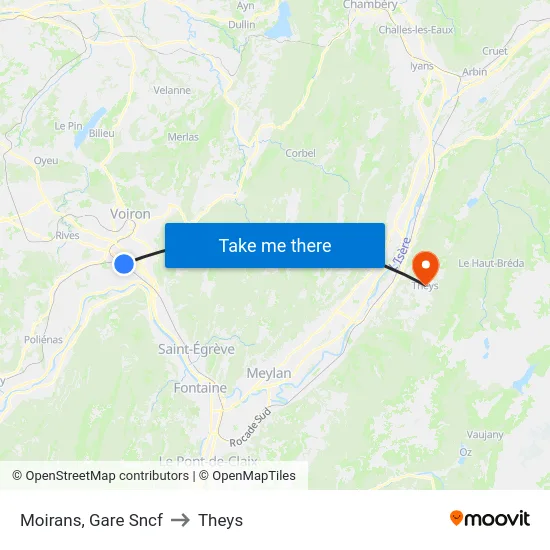 Moirans, Gare Sncf to Theys map