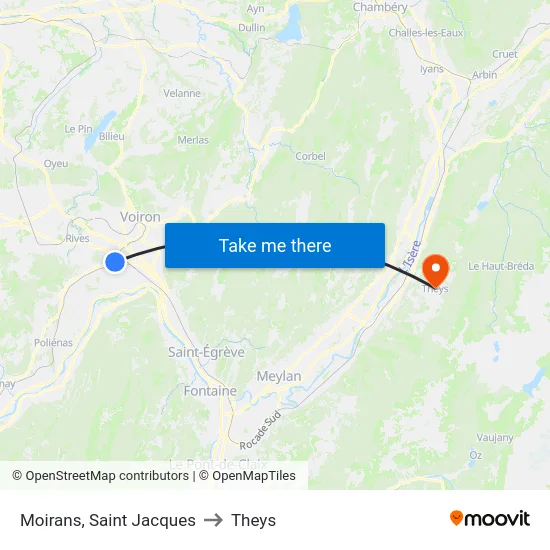 Moirans, Saint Jacques to Theys map
