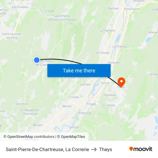 Saint-Pierre-De-Chartreuse, La Correrie to Theys map