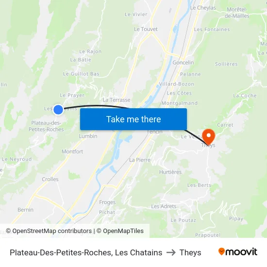 Plateau-Des-Petites-Roches, Les Chatains to Theys map