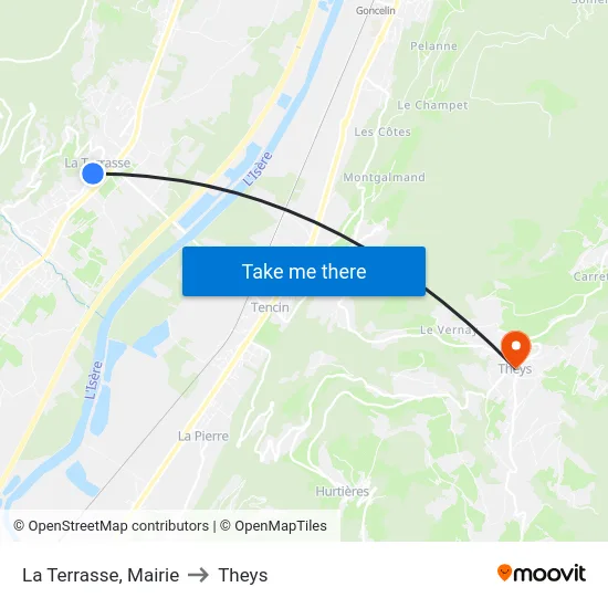 La Terrasse, Mairie to Theys map