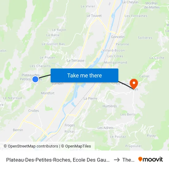Plateau-Des-Petites-Roches, Ecole Des Gaudes to Theys map