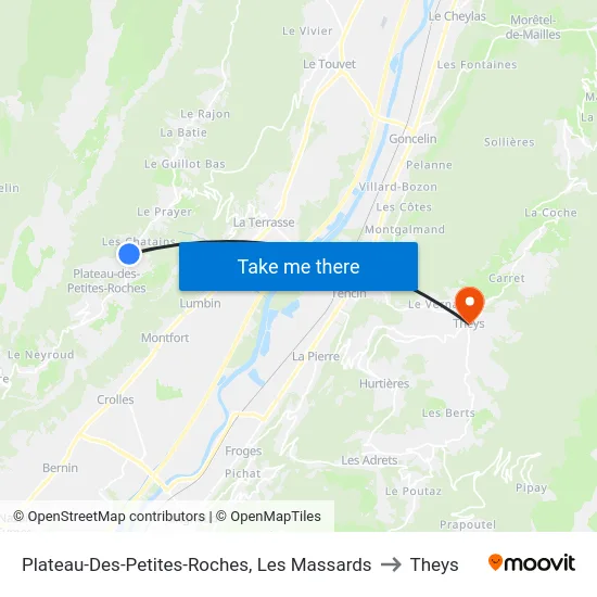 Plateau-Des-Petites-Roches, Les Massards to Theys map