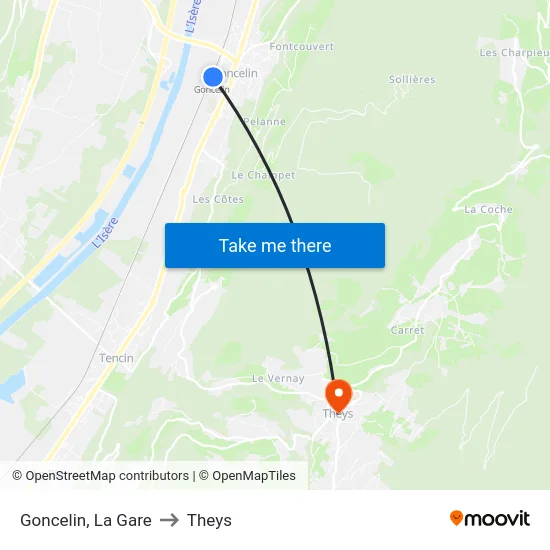 Goncelin, La Gare to Theys map