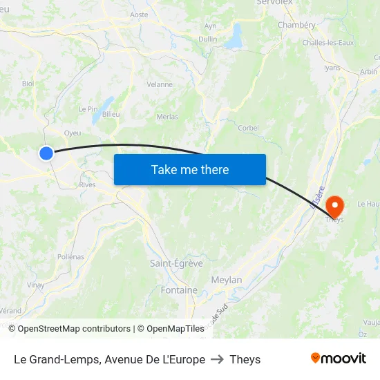 Le Grand-Lemps, Avenue De L'Europe to Theys map