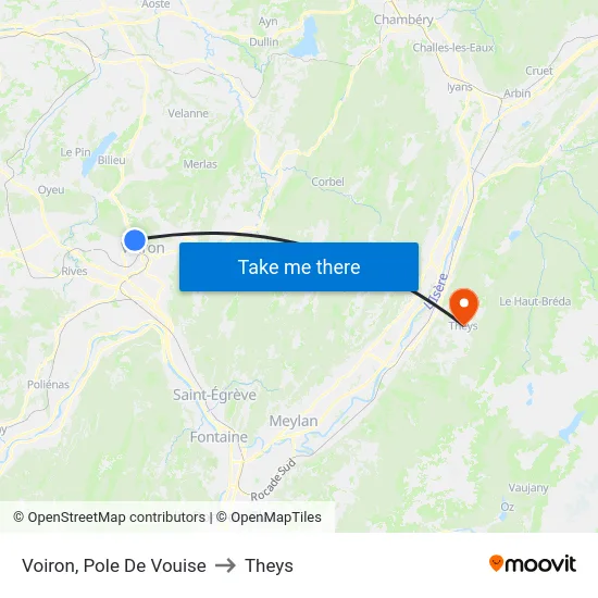 Voiron, Pole De Vouise to Theys map