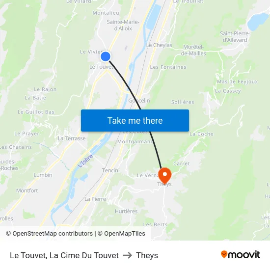 Le Touvet, La Cime Du Touvet to Theys map