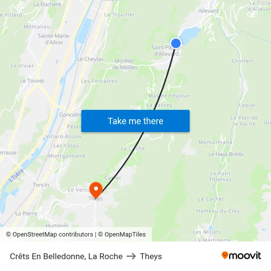 Crêts En Belledonne, La Roche to Theys map