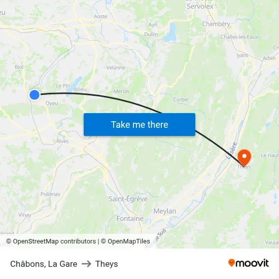 Châbons, La Gare to Theys map