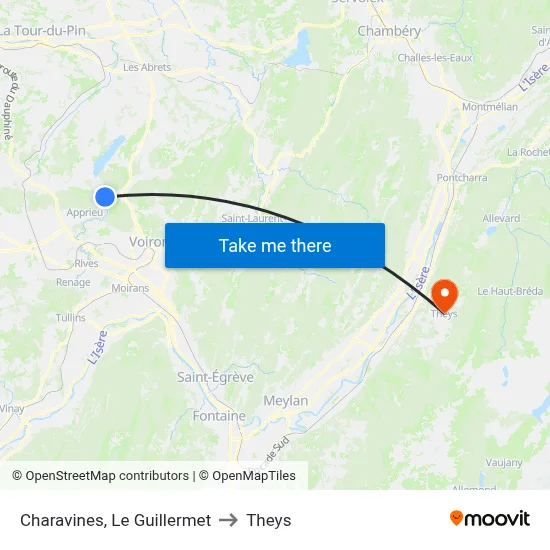 Charavines, Le Guillermet to Theys map