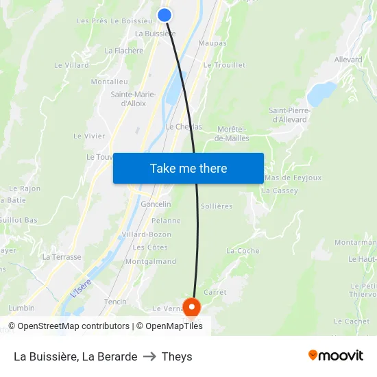 La Buissière, La Berarde to Theys map