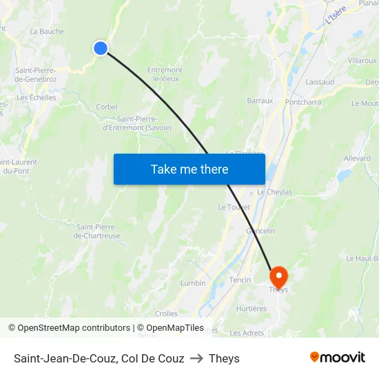 Saint-Jean-De-Couz, Col De Couz to Theys map