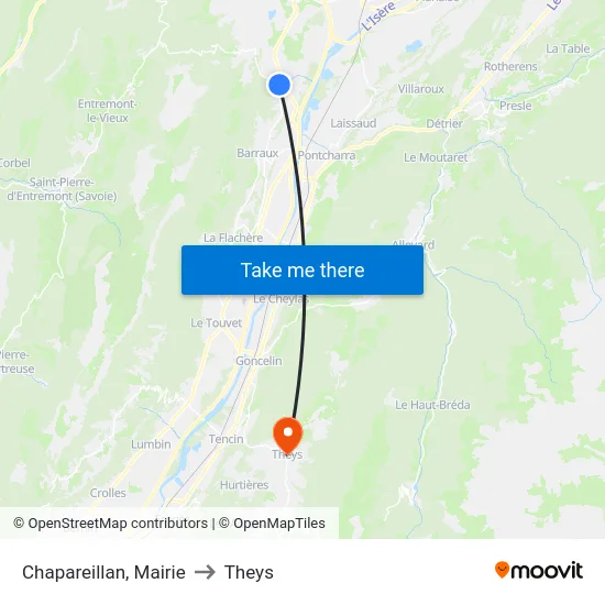 Chapareillan, Mairie to Theys map