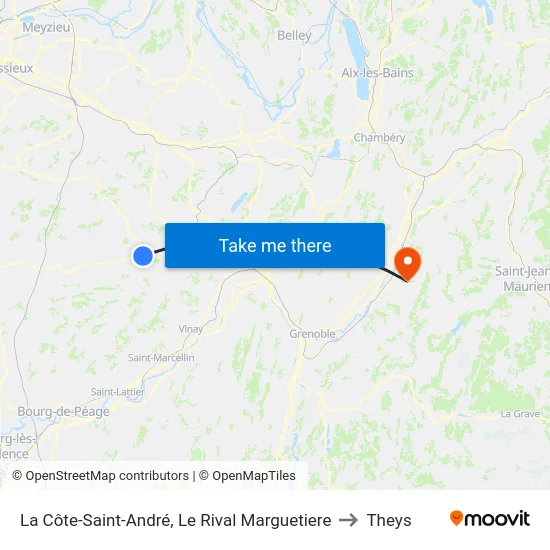 La Côte-Saint-André, Le Rival Marguetiere to Theys map