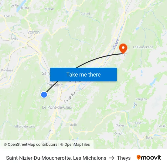 Saint-Nizier-Du-Moucherotte, Les Michalons to Theys map