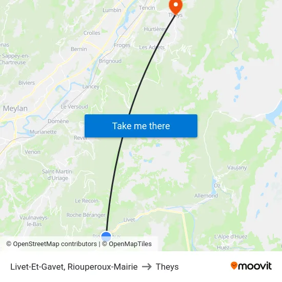 Livet-Et-Gavet, Riouperoux-Mairie to Theys map