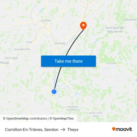Cornillon-En-Trièves, Sendon to Theys map