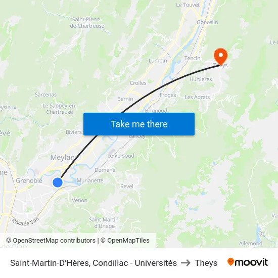 Saint-Martin-D'Hères, Condillac - Universités to Theys map