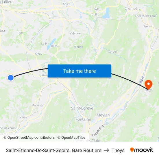 Saint-Étienne-De-Saint-Geoirs, Gare Routiere to Theys map