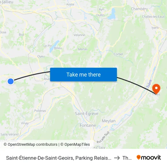 Saint-Étienne-De-Saint-Geoirs, Parking Relais Mandrin to Theys map