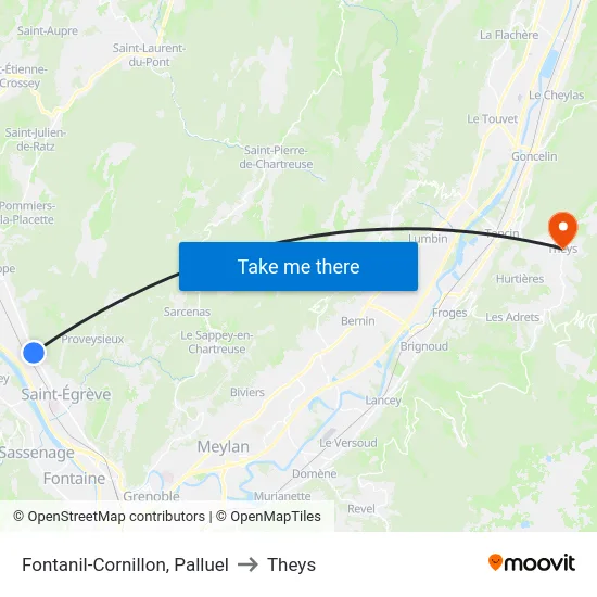 Fontanil-Cornillon, Palluel to Theys map