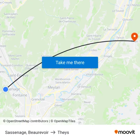 Sassenage, Beaurevoir to Theys map