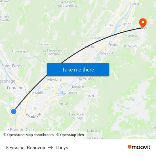Seyssins, Beauvoir to Theys map