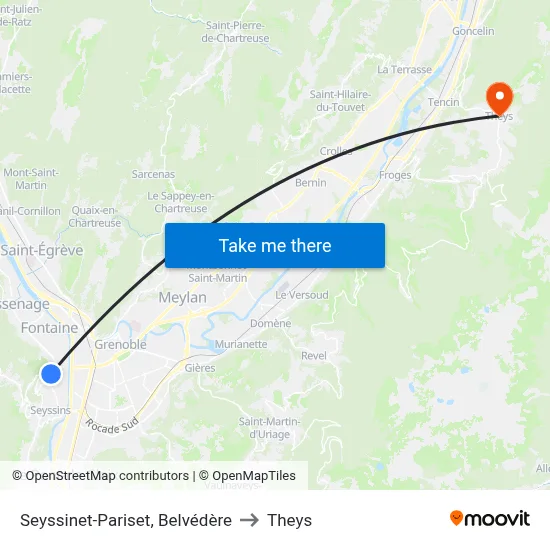 Seyssinet-Pariset, Belvédère to Theys map