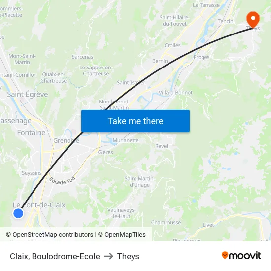 Claix, Boulodrome-Ecole to Theys map