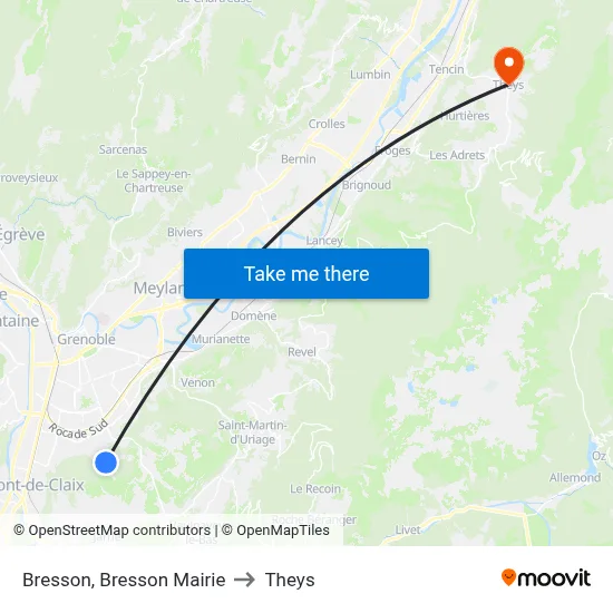 Bresson, Bresson Mairie to Theys map