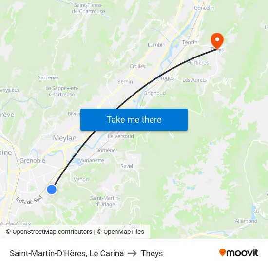 Saint-Martin-D'Hères, Le Carina to Theys map