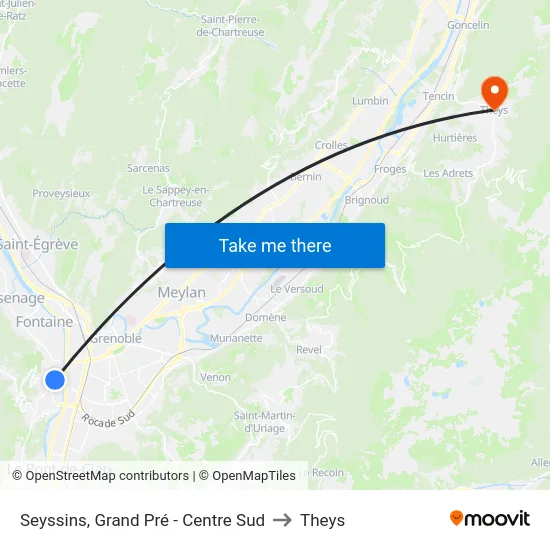 Seyssins, Grand Pré - Centre Sud to Theys map