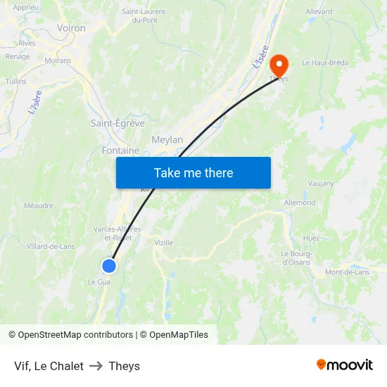 Vif, Le Chalet to Theys map